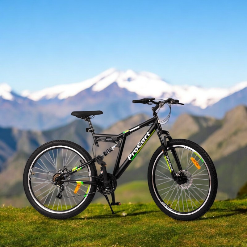 Bicicleta Procart MTB Full Suspension Verde 26" 21V - imagine 5