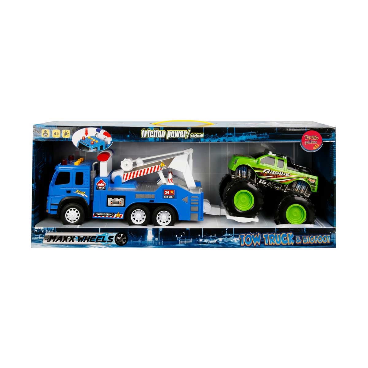 Set Camion Transportor cu Masina 4x4 Maxx Wheels
