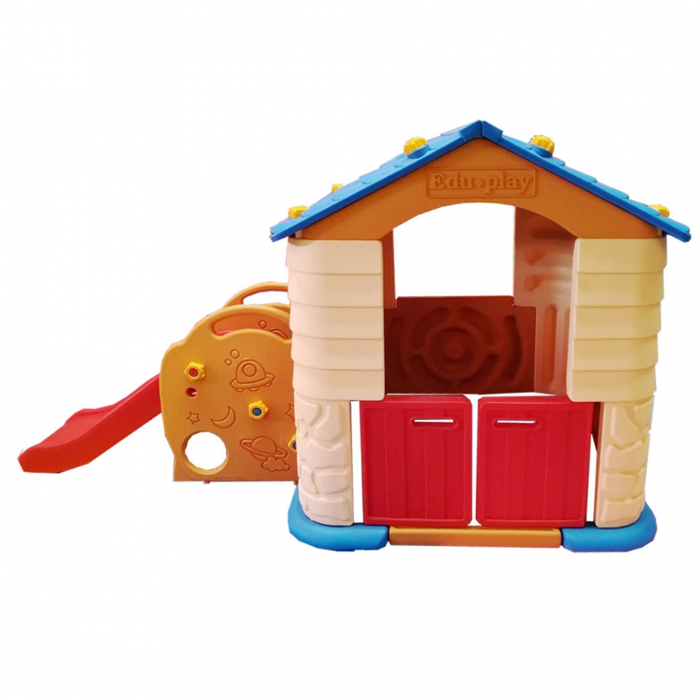 Casuta 2 in 1 Deluxe cu Tobogan Edu Play - imagine 3