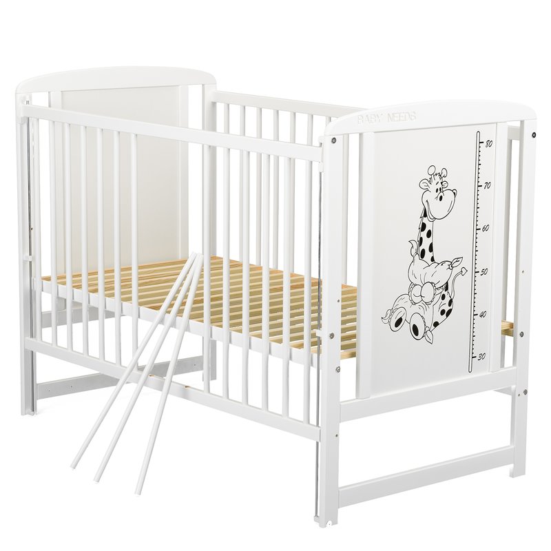 Pătuț Timmi BabyNeeds Girafa 120x60 Alb - imagine 5
