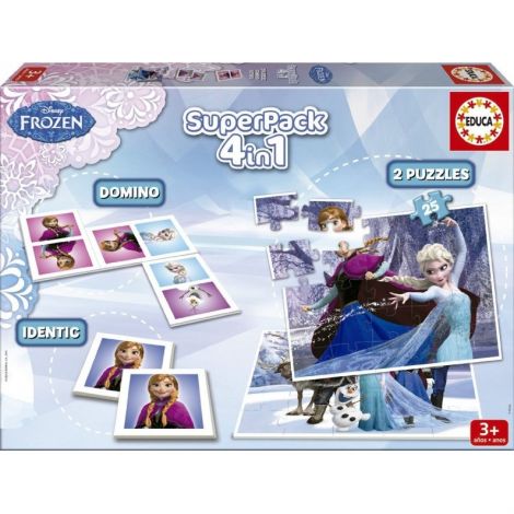 Frozen Superpack 4 in 1 Educa, Domino și Puzzle