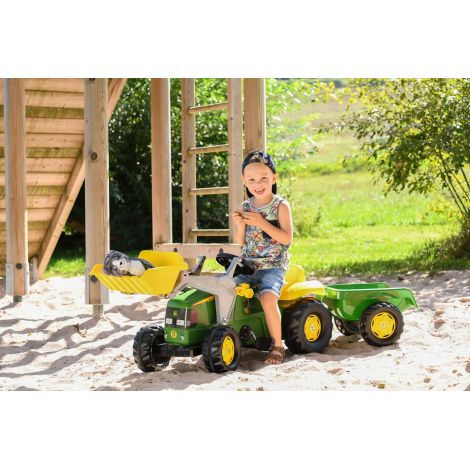 Tractor John Deere Rolly Toys cu Cupă și Remorcă - imagine 4