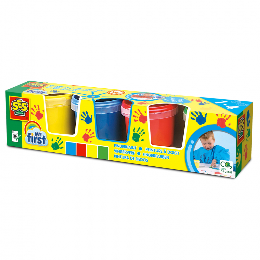 Set 4 culori acuarele Ses Creative, pictura degete