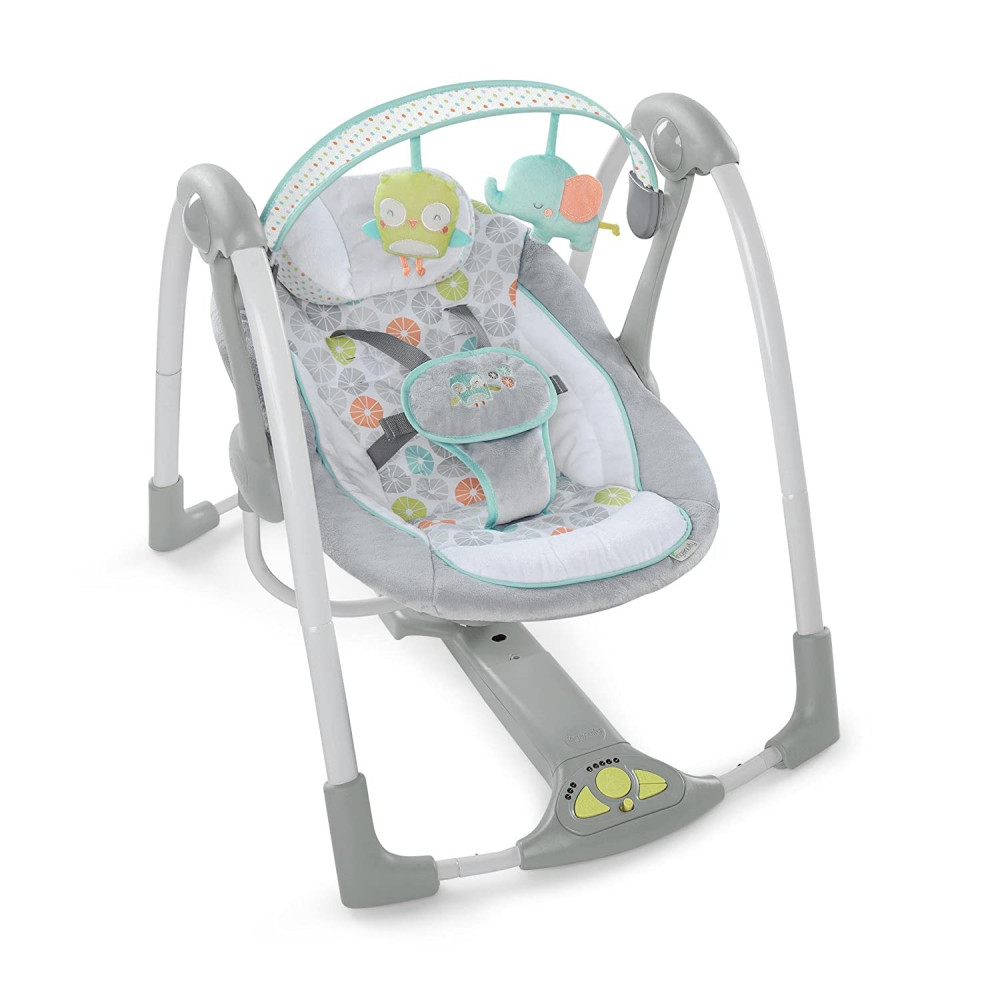 Leagan Portabil Ingenuity Swing n Go Hugs Hoots - imagine 6