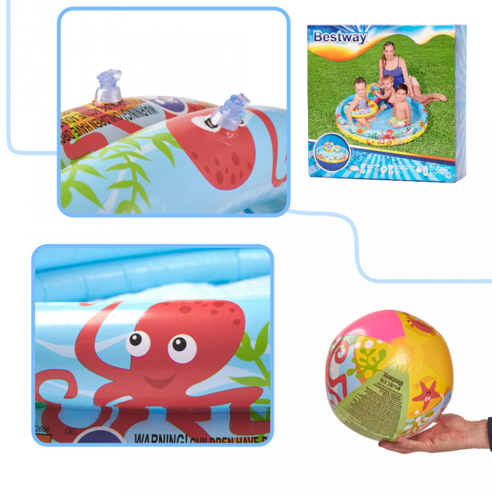 Set Piscina Bestway Marine Life 122 cm - imagine 2