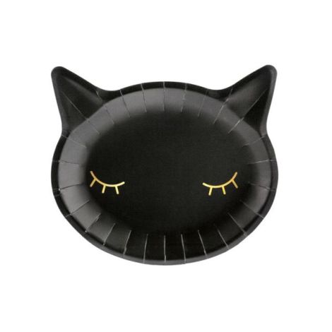Farfurii Halloween Pisica Neagra | Party deco 6 buc