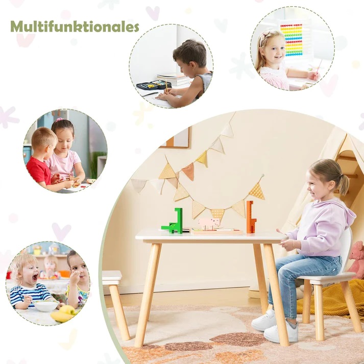 Set Masă și Scaune Copii Ginger Home, Alb - imagine 10