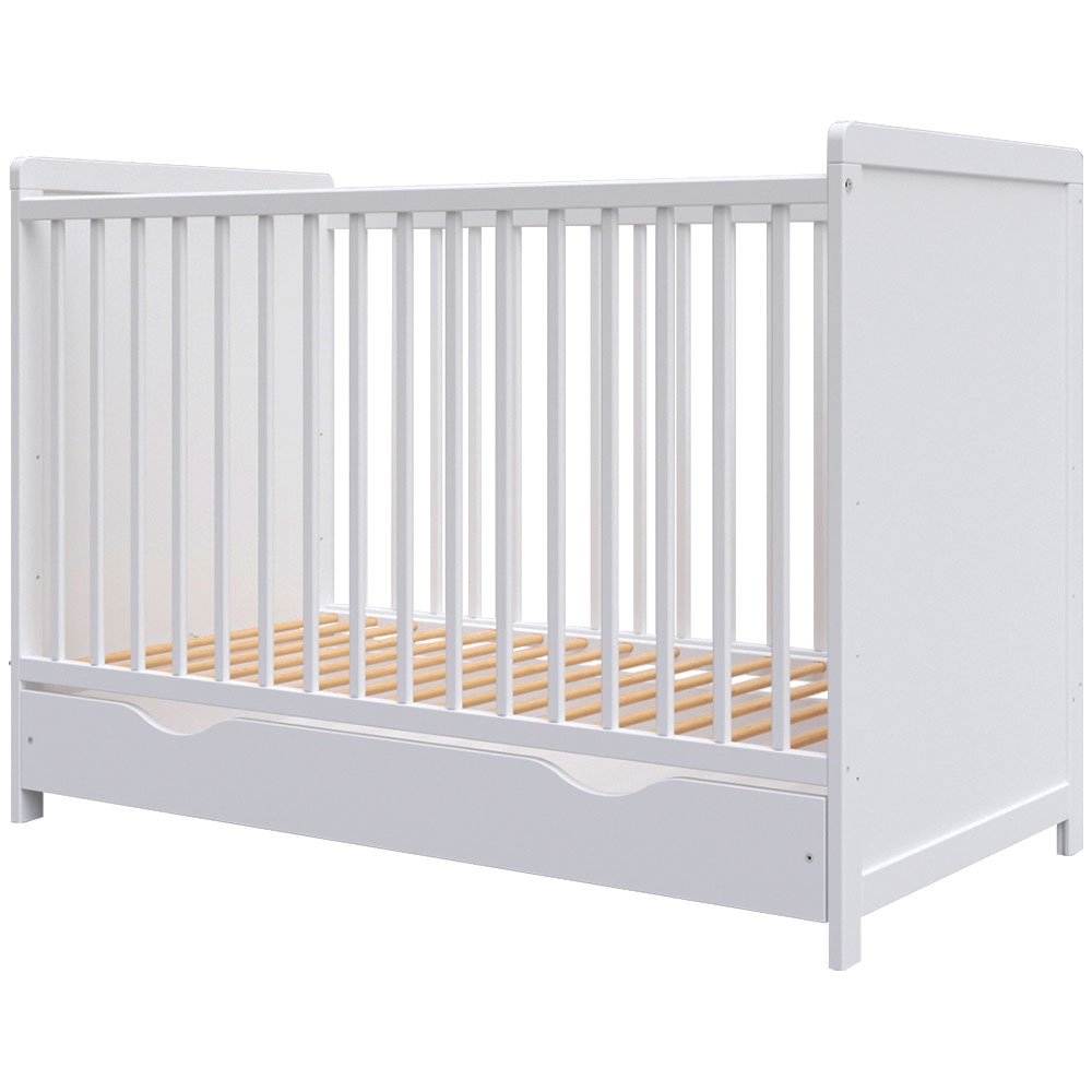 Patut copii lemn Paula 120x60 alb cu sertar Hubners - imagine 2
