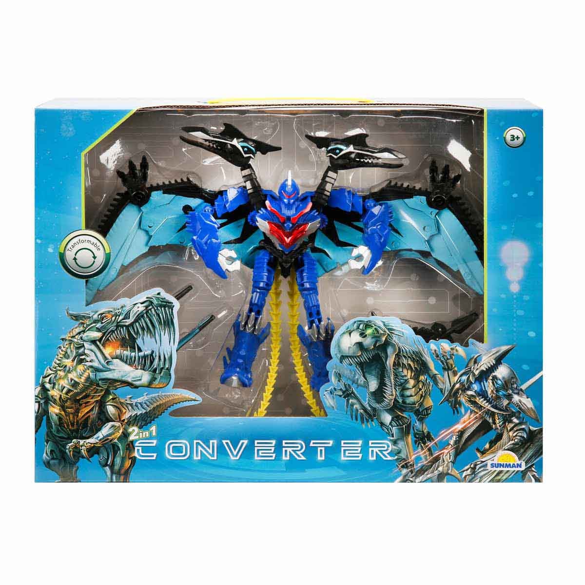 Robot Transformabil Dinozaur Sunman Albastru