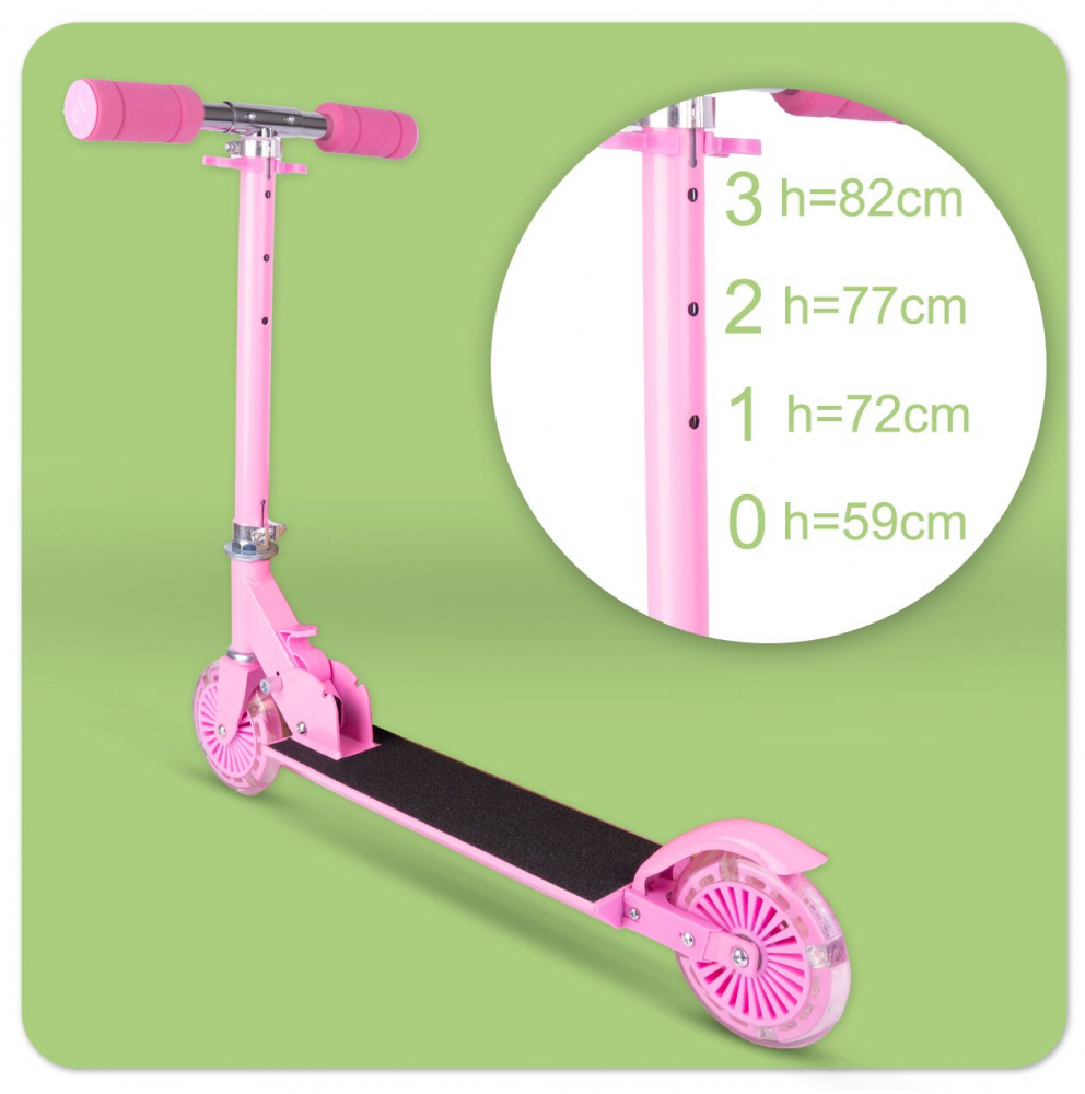 Trotineta Malplay Pink LED, Pliabila si Reglabila - imagine 3