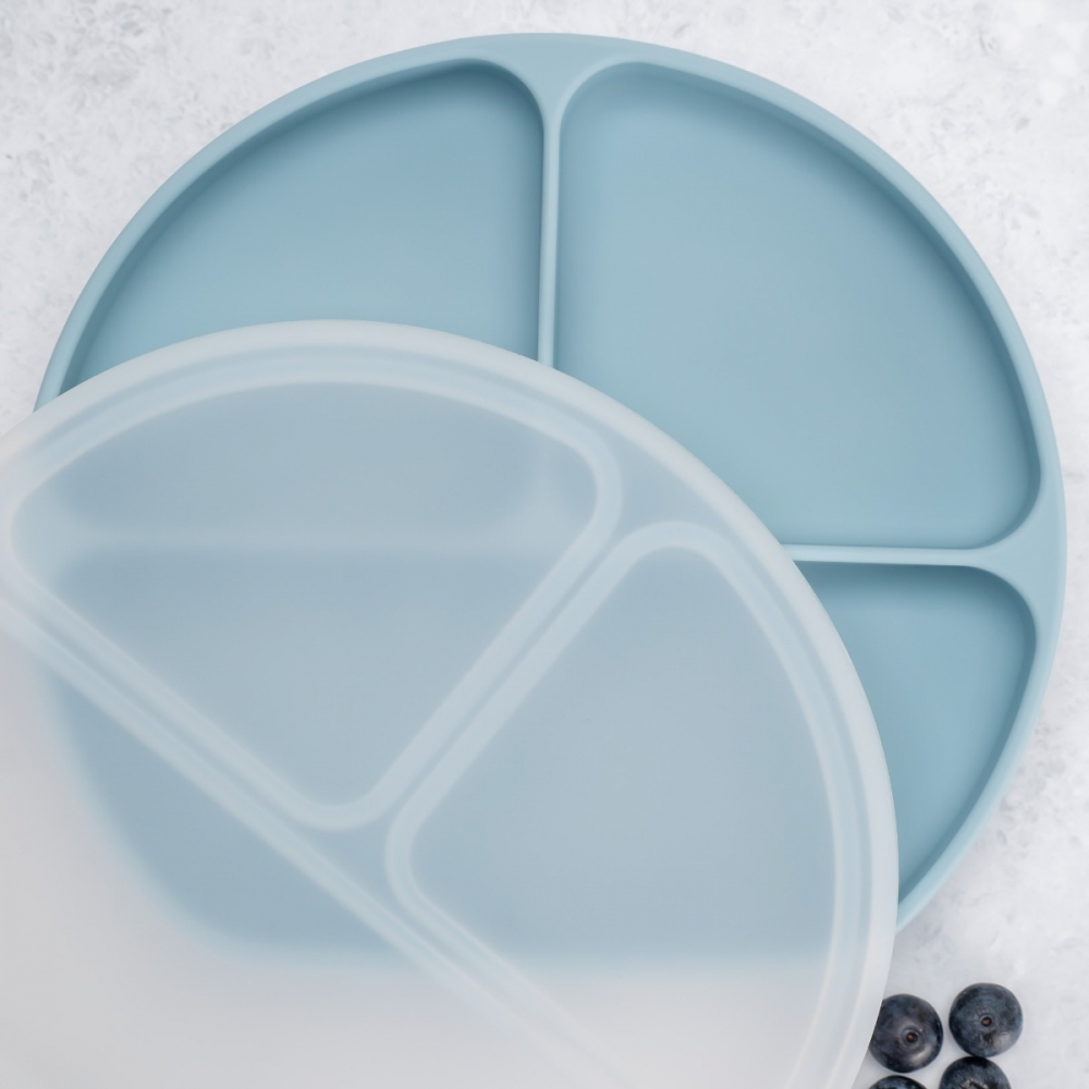 Farfurie Silicon AppeKids Aqua Blue cu Ventuză - imagine 5