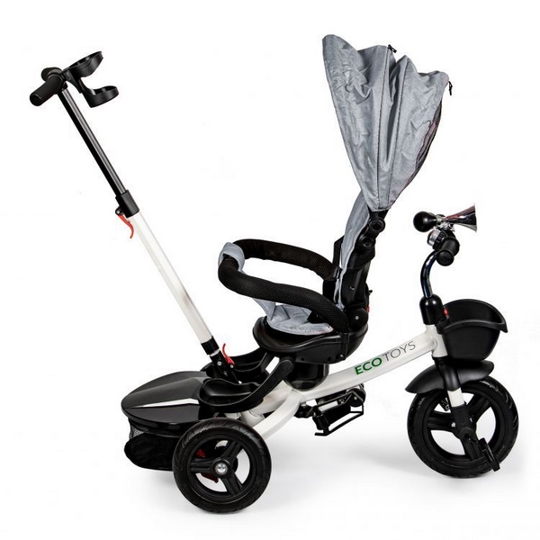 Tricicleta Ecotoys JM-311 Gri, Sezut Reversibil, 12 luni+ - imagine 3