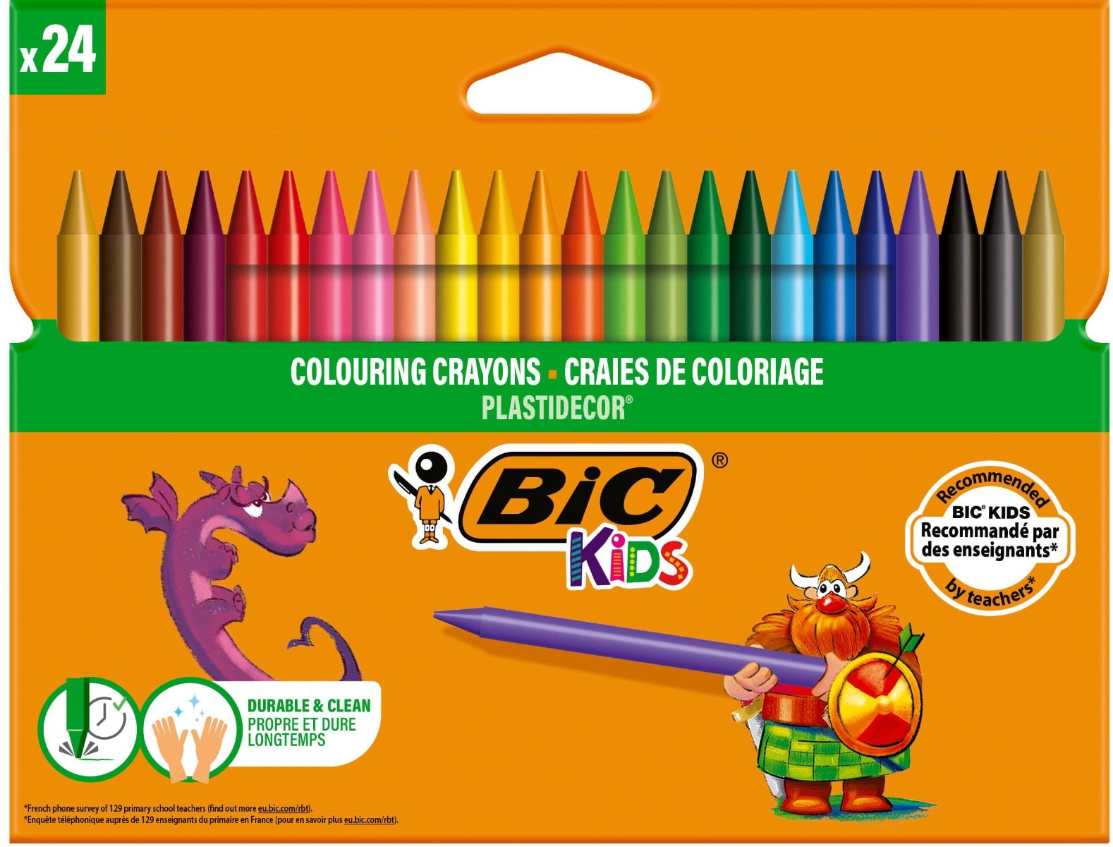 Set Creioane Cerate Bic Kids Plastidecor, 24 Culori