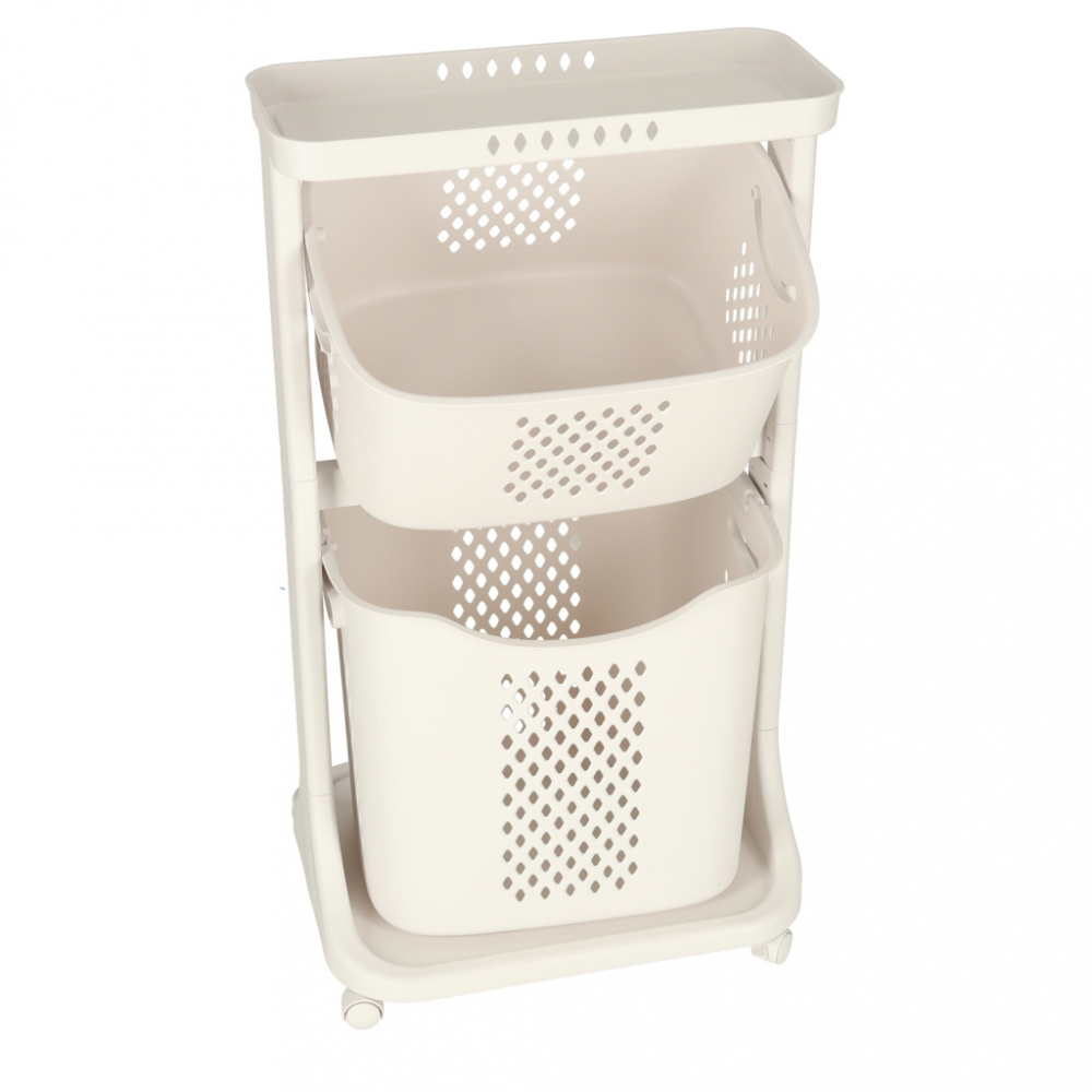 Organizator pe roti 2 cosuri Ikonka White - imagine 3