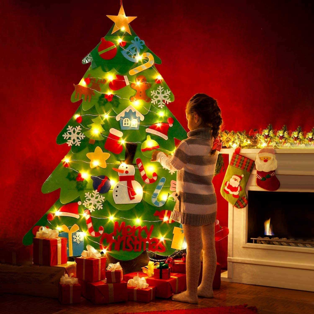 Brad de Crăciun din Fetru Bambinice cu Decoratiuni - imagine 7