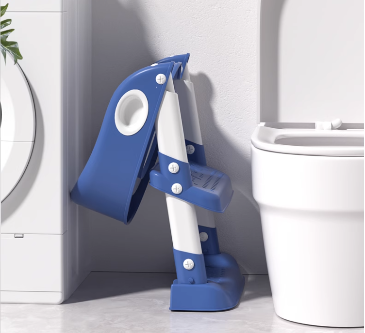 Reductor Toaletă Little Mom cu Scară și Mâner Albastru - imagine 8