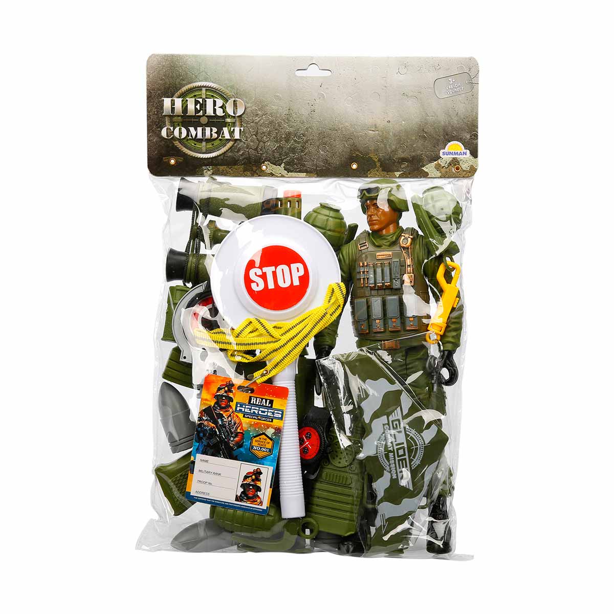Set Soldat Hero Combat cu Casca Verde, 32 cm