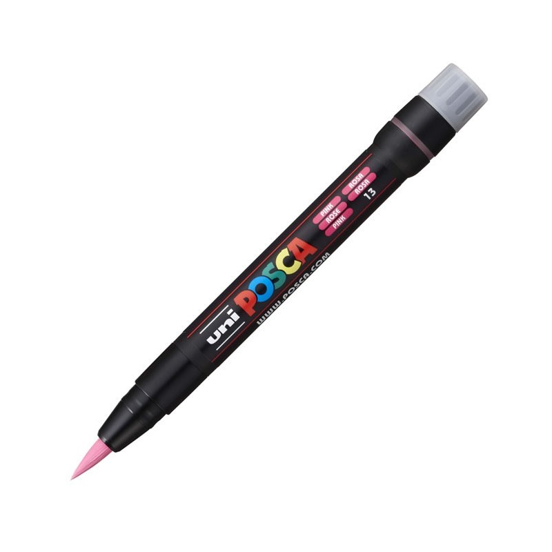 Marker UNI Posca Brush PCF-350, roz - Pensulă precizie