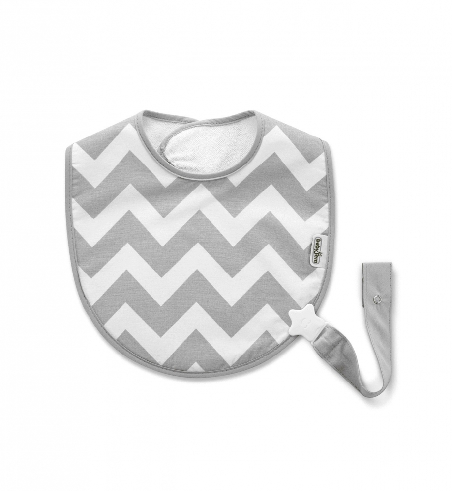Baveta cu Suport Suzetă Babyjem Little Waves Grey - imagine 3