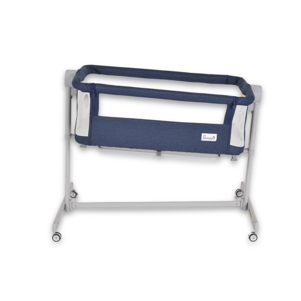 Pat Co-Sleeper Moni Albastru cu Saltea Inclusă - imagine 8