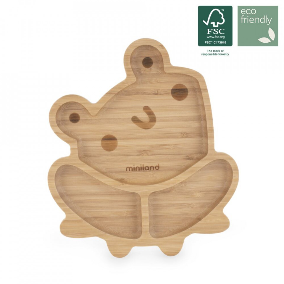 Farfurie Bambus Compartimentată Miniland Frog - imagine 3