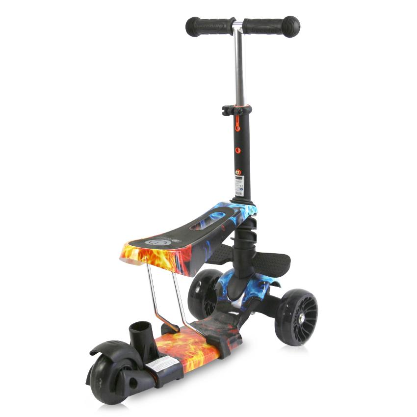 Trotineta Lorelli Draxter Red Flame cu LED și Scaun - imagine 6