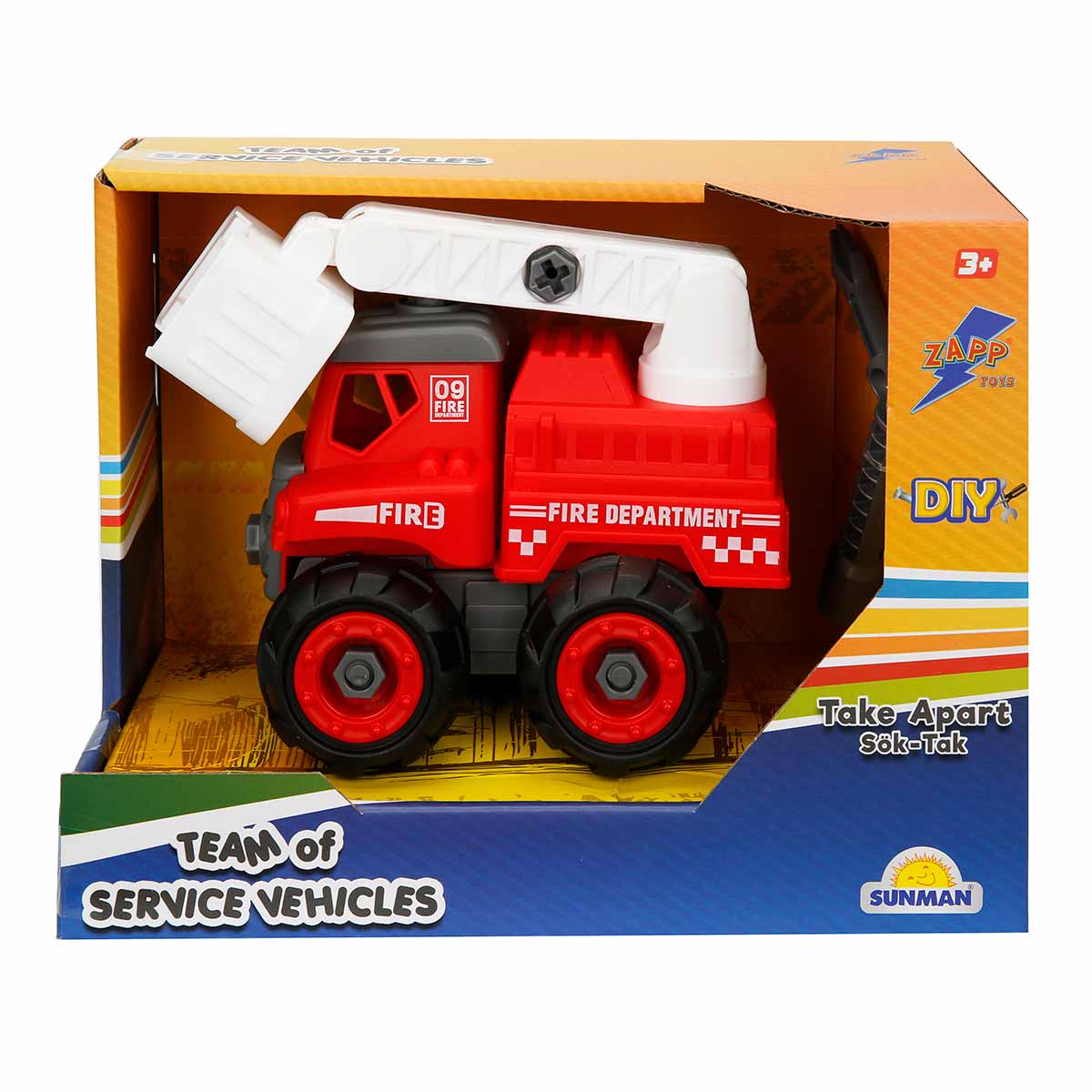 Camion Pompieri Zapp Toys cu Elevator, 16 cm