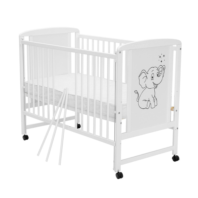 Patut Qmini Timmi Elephant Alb 120x60, Laterala Culisanta