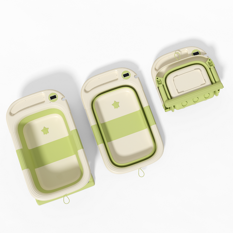 Little Mom Green: Cădiță Ultrapliabilă cu Termometru și Hamac - imagine 3