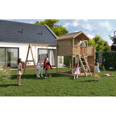 Fungoo Moonlight - Complex Joaca Lemn cu Casa si Leagane - imagine 7
