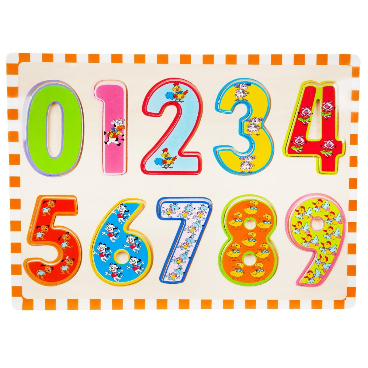 Puzzle Numere din Lemn Sunman, 10 Piese, Educativ
