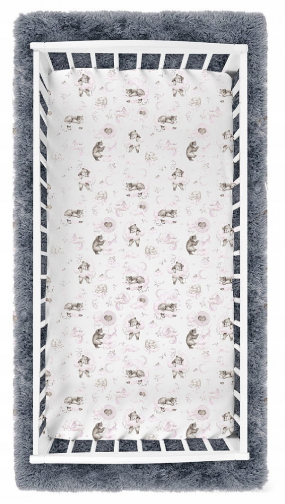 Cearceaf BabyMam Pink Bears, Bumbac 100%