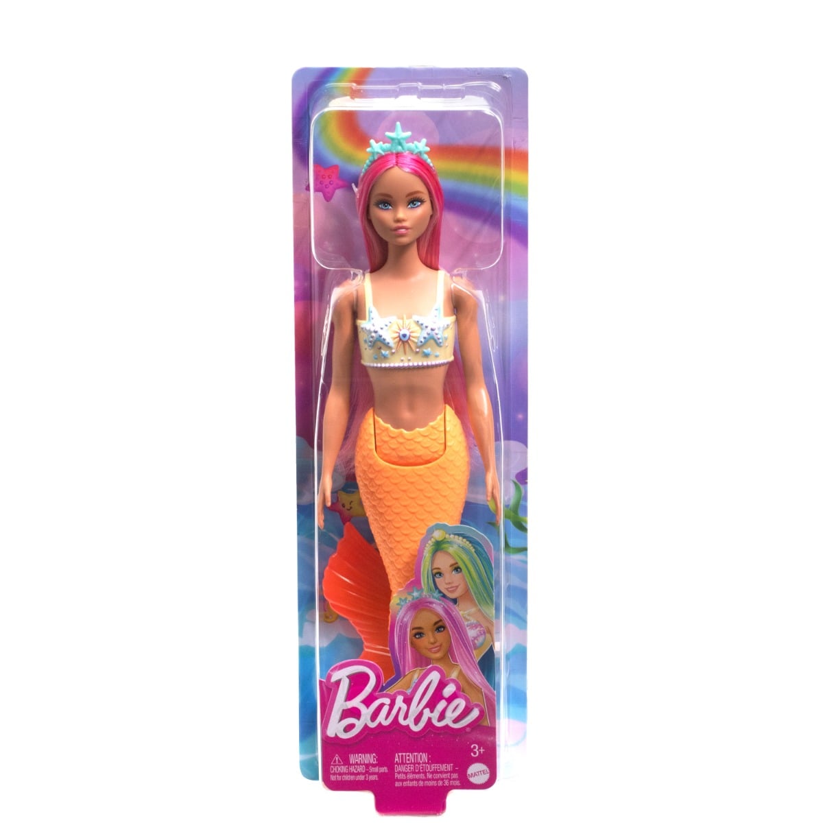 Papusa Sirena Barbie cu Accesorii, Portocaliu