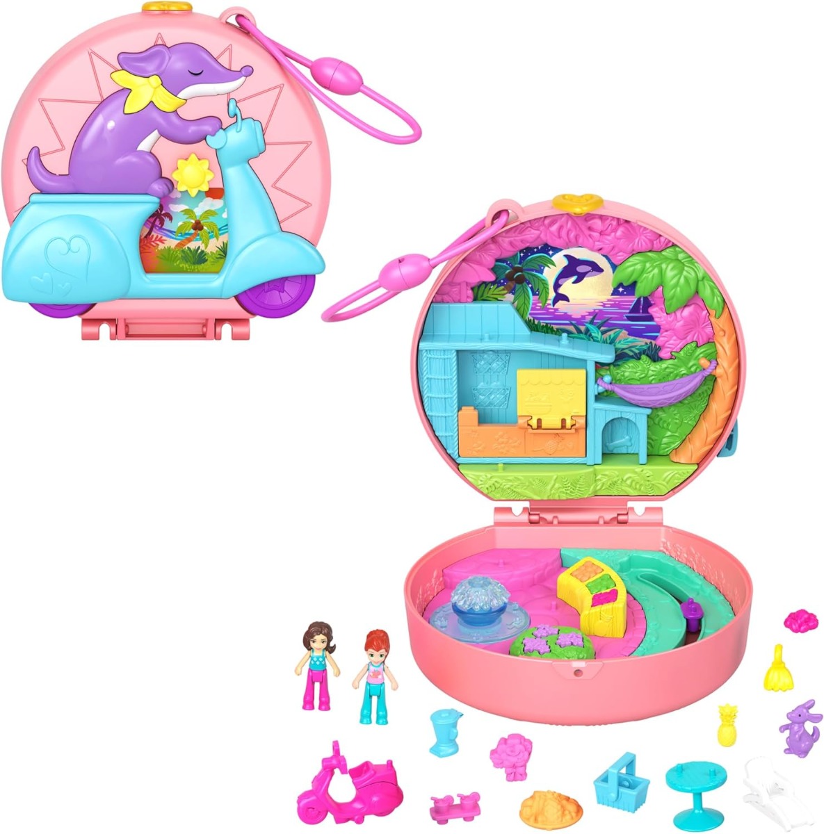 Set Polly Pocket Adventure Moped cu 2 Păpuși