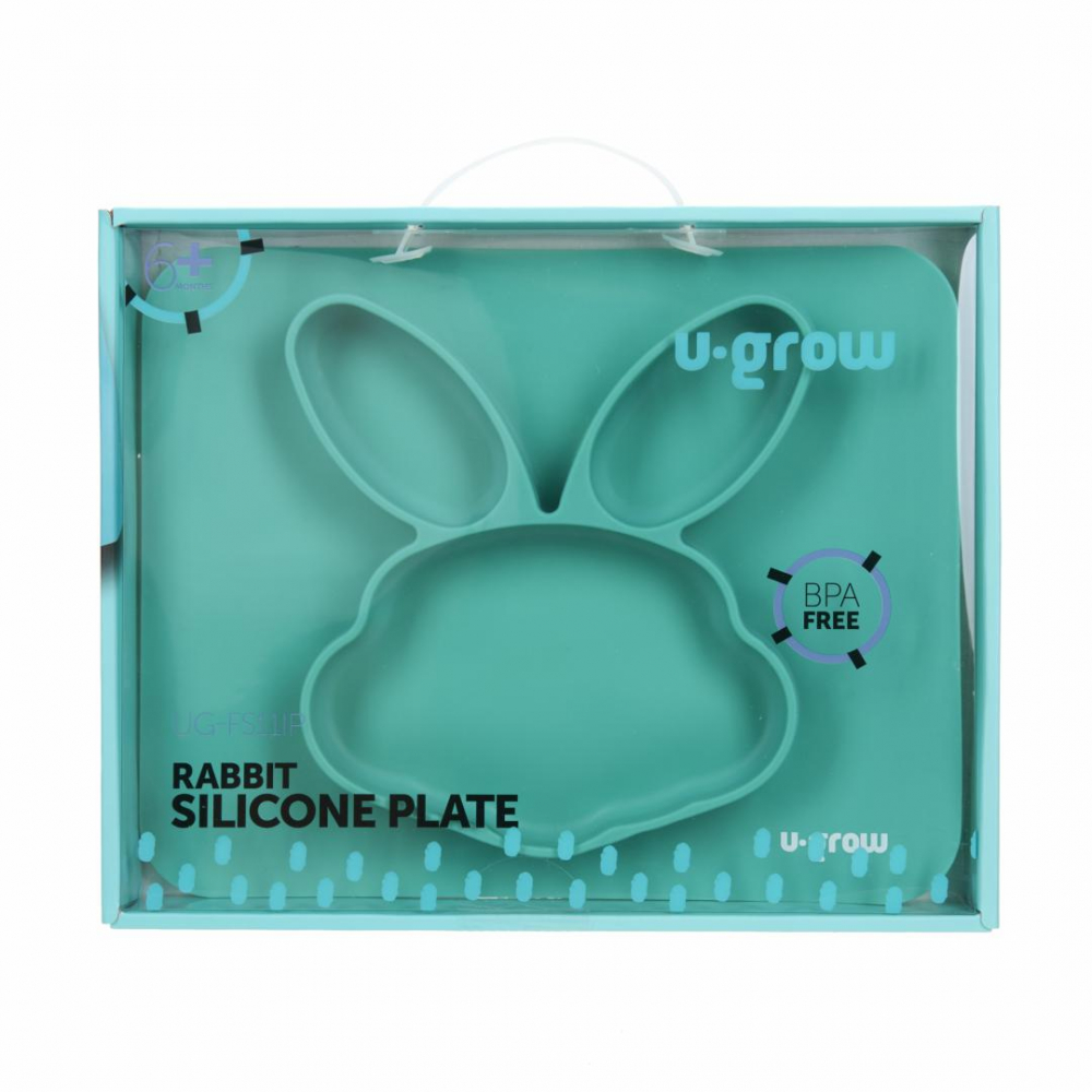Farfurie silicon iepuras U-Grow, antiderapantă - imagine 2