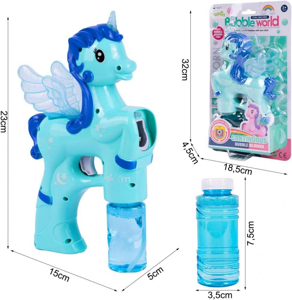 Pistol Unicorn Bule Sapun Malplay cu Lumini