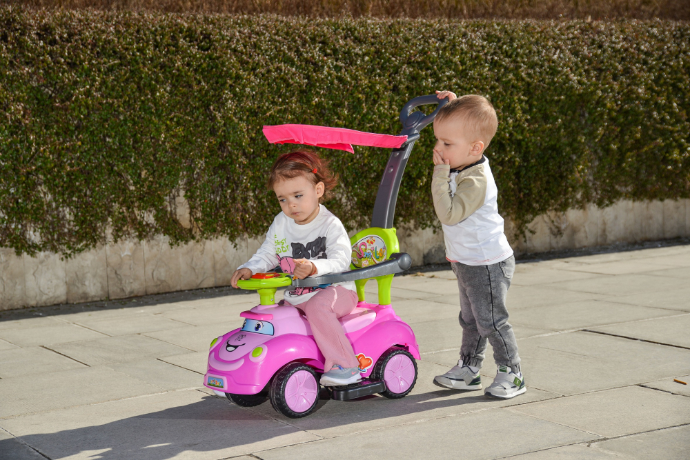 Masinuta Moni Smile Pink 2in1 cu Maner - imagine 2