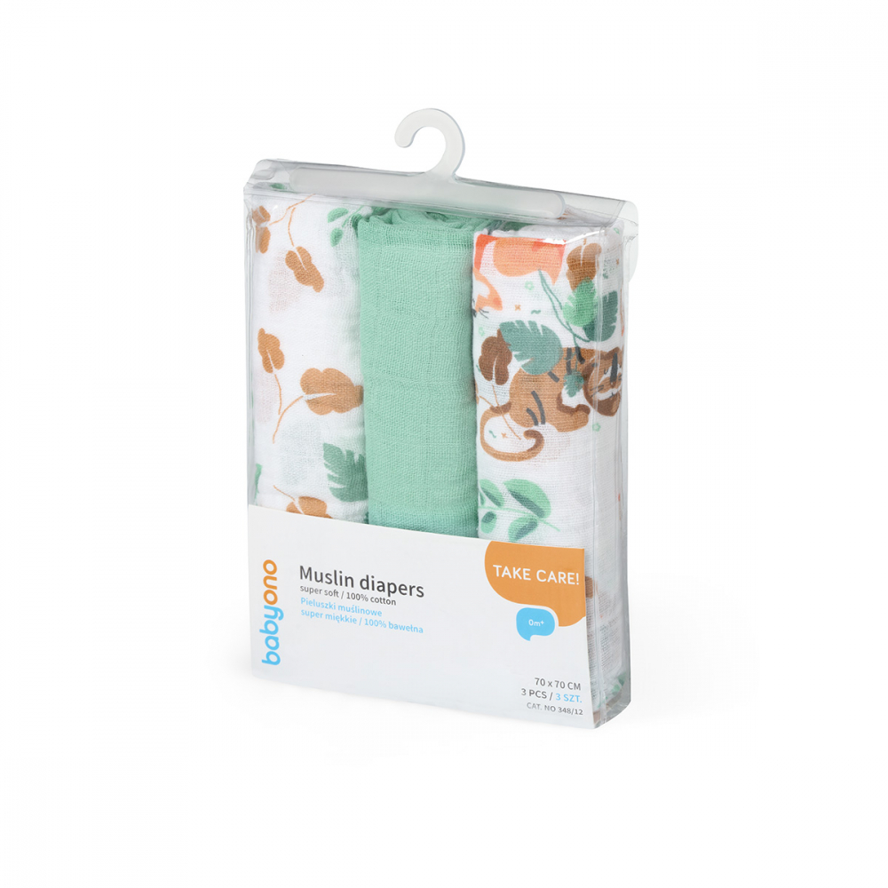 Set 3 Scutece Muselina Babyono Menta