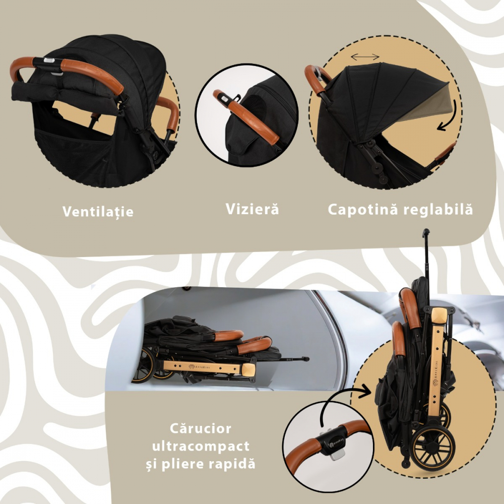 Carucior AppeKids Travel Black Ultracompact - imagine 3