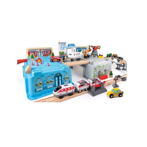 Hape Set Tren Metropola | 80 Piese din Lemn - imagine 4