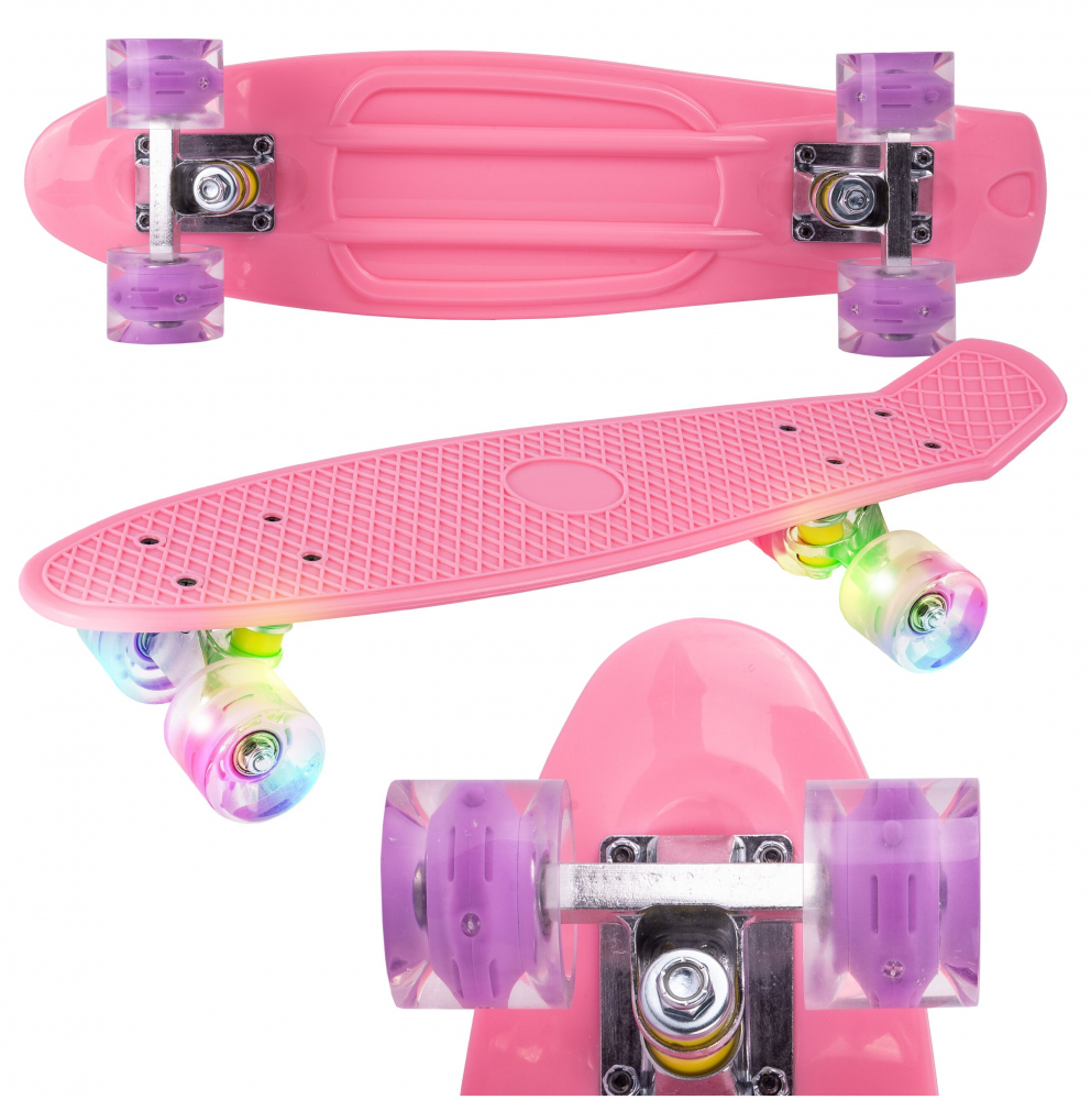 Skateboard cu LED-uri Malplay Roz, 56x15cm