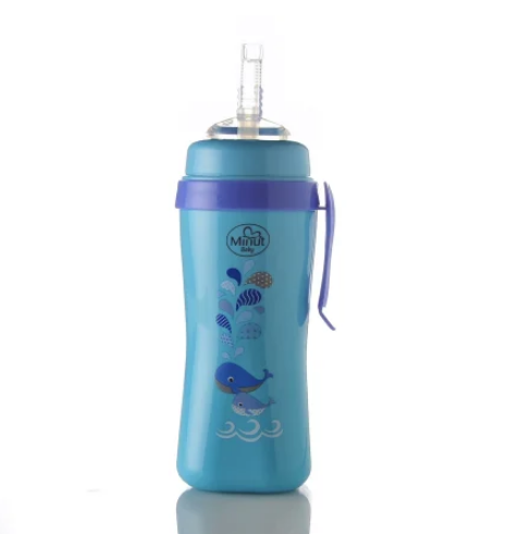 Cana Anticurgere Minut Baby cu Pai, 360 ml, Bleu - imagine 2
