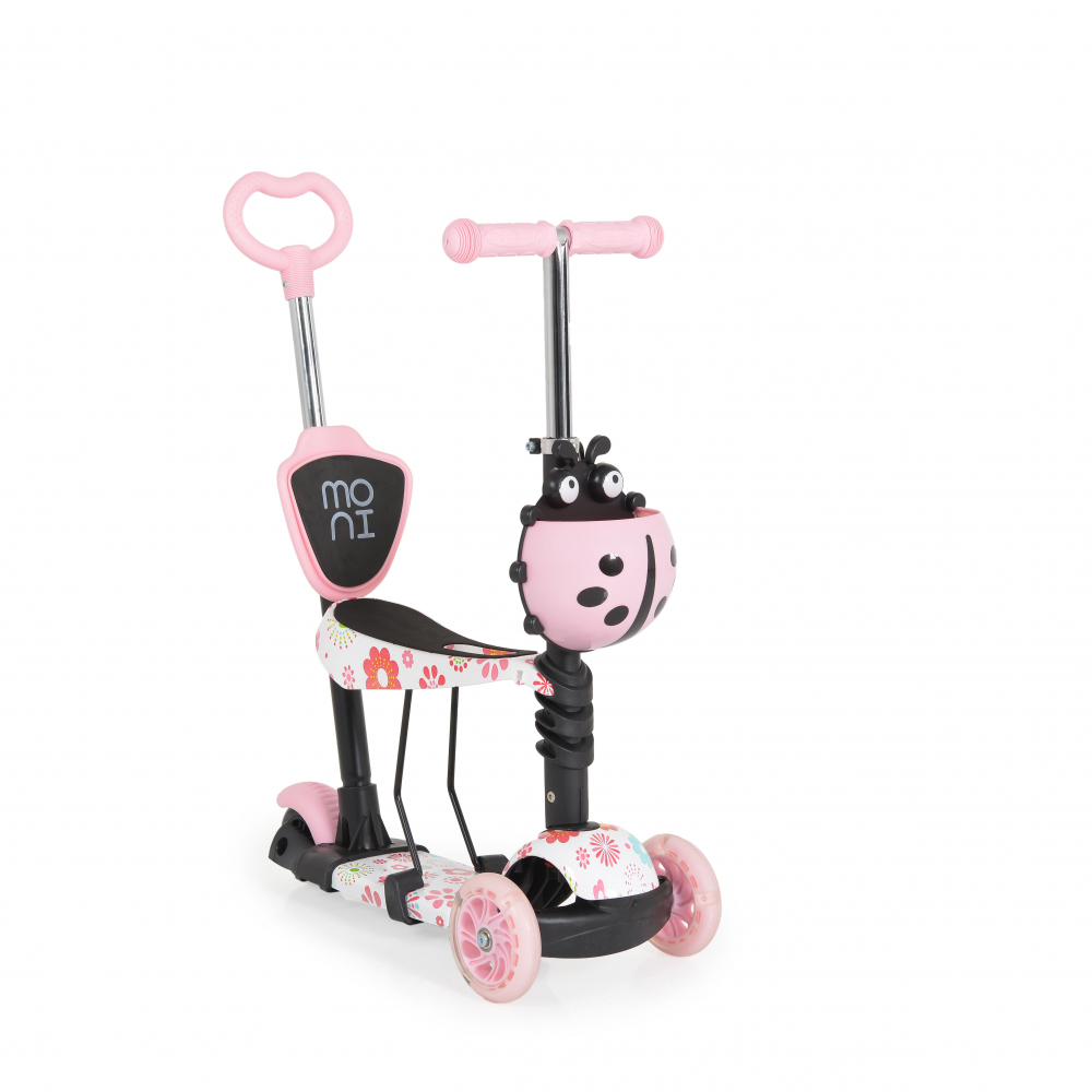 Trotineta 3in1 Moni Lollipop Pink cu Maner Parental - imagine 3