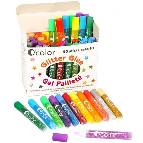 Set 50 Flacoane Lipici Glitter Ocolor