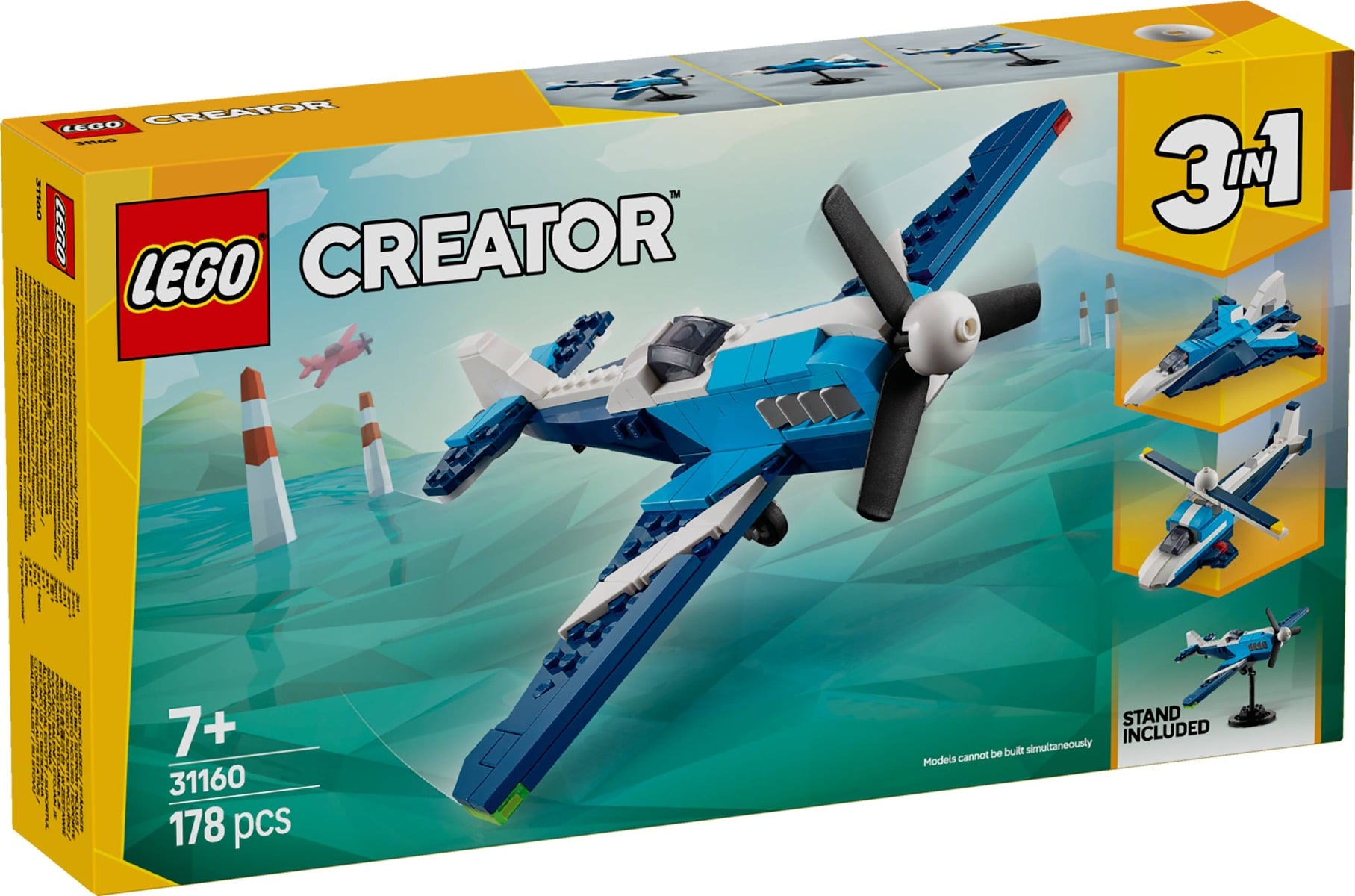 LEGO Creator 31160 Avion de curse 3în1, 178 piese