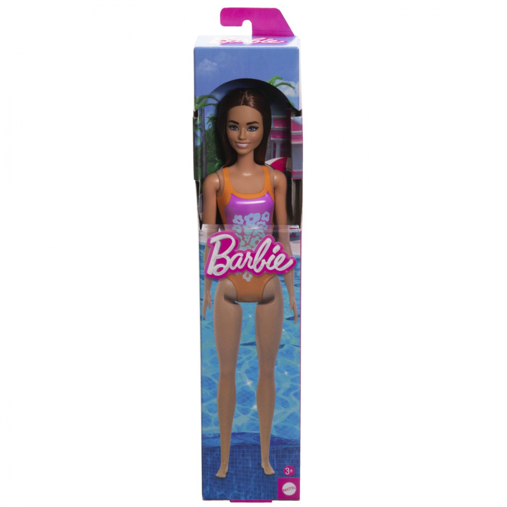 Păpușă Barbie Brunetă Mattel cu Costum de Baie