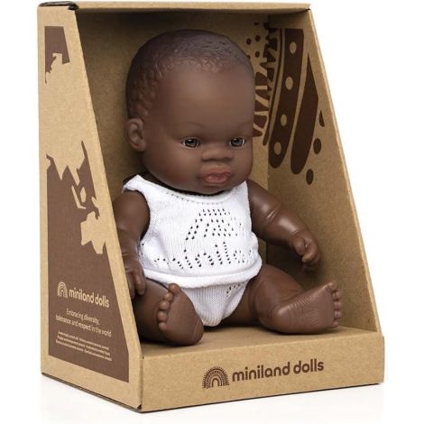 Papusa Baby African Baiat 21cm Miniland - imagine 2