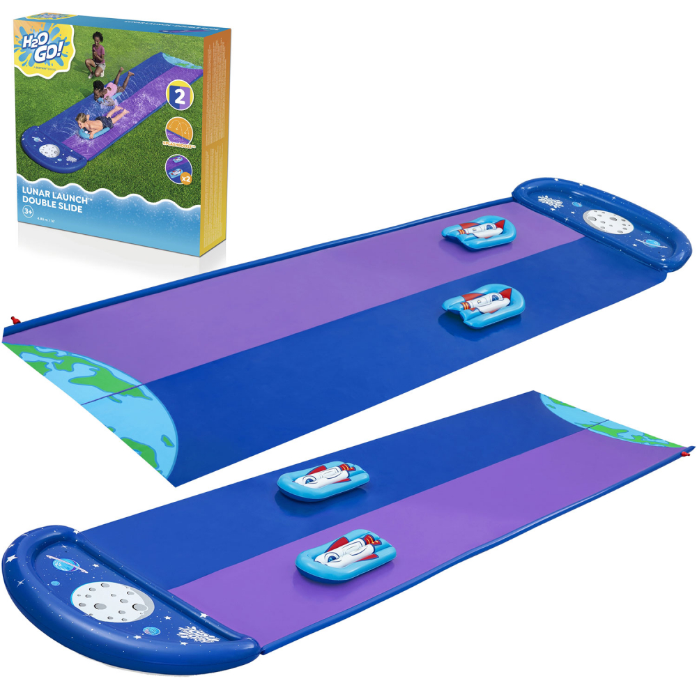 Tobogan Apa Bestway 2 Piste, 488 cm, Fun Aqua - imagine 12