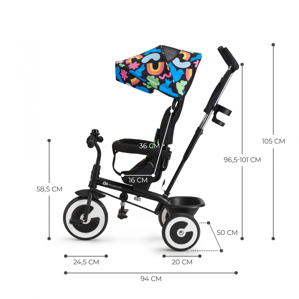 Kinderkraft Aston Happy | Tricicleta 9 luni-5 ani - imagine 3