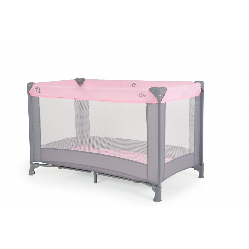 Patut pliabil Moni Solo Pink, cu accesorii incluse